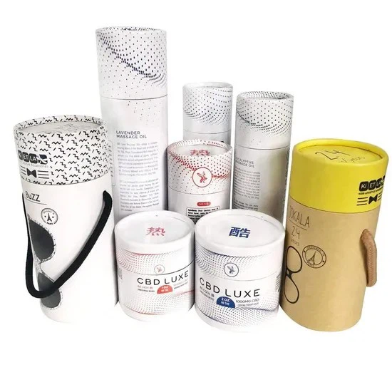 Customizing Wholesale Bulk Print White Black Cardboard Cylinder Box Craft Paper Bottle Tube Packaging